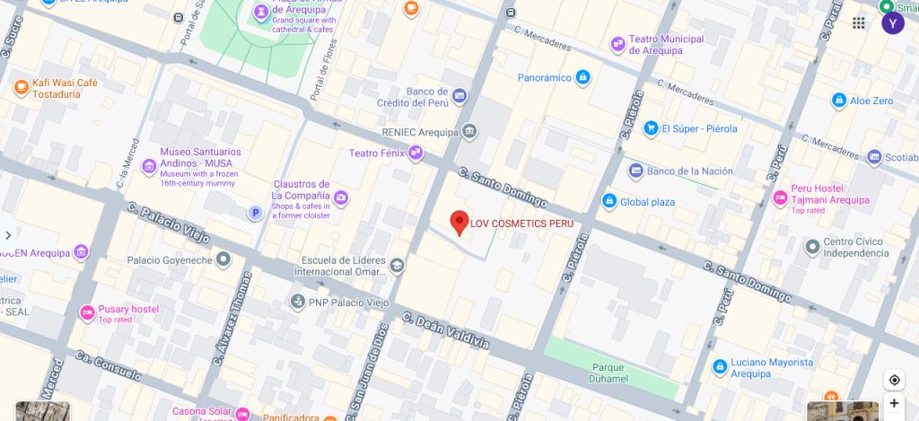 Ubicacion de LOV Cosmetics en Google Maps, Calle San Juan de Dios 206, Arequipa